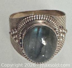 MaxSold Auction: Vintage Bohemian Sterling Silver 925 Scrollwork Vintage Labradorite Ring Sz 8 - Pickering (Ontario, Canada) PARTNER MANAGED Estate Sale Online Auction - Granite Court
