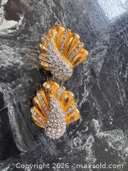 MaxSold Auction: Vintage Butler Fifth Ave Collection Gold-Plated Floral Statement Clip-On Earrings with Rhinestones - Pickering (Ontario, Canada) PARTNER MANAGED Estate Sale Online Auction - Granite Court
