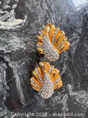 MaxSold Auction: Vintage Butler Fifth Ave Collection Gold-Plated Floral Statement Clip-On Earrings with Rhinestones - Pickering (Ontario, Canada) PARTNER MANAGED Estate Sale Online Auction - Granite Court