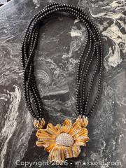 MaxSold Auction: Vintage Butler Fifth ave Collection Gold Plated Floral Statement Necklace with Rhinestones & Glass Beads - Pickering (Ontario, Canada) PARTNER MANAGED Estate Sale Online Auction - Granite Court