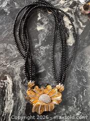 MaxSold Auction: Vintage Butler Fifth ave Collection Gold Plated Floral Statement Necklace with Rhinestones & Glass Beads - Pickering (Ontario, Canada) PARTNER MANAGED Estate Sale Online Auction - Granite Court