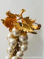 MaxSold Auction: Vintage Large Gold Finish Faux Pearl Grapes Dangle Fancy Brooch / Pin - Pickering (Ontario, Canada) PARTNER MANAGED Estate Sale Online Auction - Granite Court
