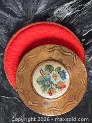MaxSold Auction: Vintage Mid Century Large Gold-Tone Metal Powder Compact with Embroidered Floral Flowers - Pickering (Ontario, Canada) PARTNER MANAGED Estate Sale Online Auction - Granite Court