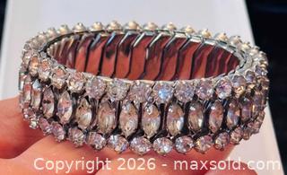 MaxSold Auction: Vintage Mid Century Silver Finish Fancy Sparkle Rhinestone Stretch Expandible Bracelet Clear Crystal - Pickering (Ontario, Canada) PARTNER MANAGED Estate Sale Online Auction - Granite Court