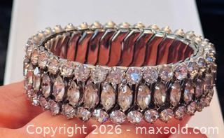 MaxSold Auction: Vintage Mid Century Silver Finish Fancy Sparkle Rhinestone Stretch Expandible Bracelet Clear Crystal - Pickering (Ontario, Canada) PARTNER MANAGED Estate Sale Online Auction - Granite Court