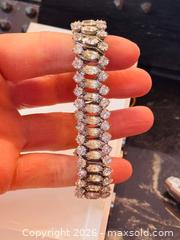 MaxSold Auction: Vintage Mid Century Silver Finish Fancy Sparkle Rhinestone Stretch Expandible Bracelet Clear Crystal - Pickering (Ontario, Canada) PARTNER MANAGED Estate Sale Online Auction - Granite Court