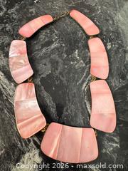 MaxSold Auction: Vintage OLD Statement Pink Mother-of-Pearl Bib Choker Necklace, Gold-Tone Brass FInish - Pickering (Ontario, Canada) PARTNER MANAGED Estate Sale Online Auction - Granite Court
