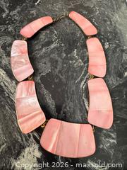 MaxSold Auction: Vintage OLD Statement Pink Mother-of-Pearl Bib Choker Necklace, Gold-Tone Brass FInish - Pickering (Ontario, Canada) PARTNER MANAGED Estate Sale Online Auction - Granite Court