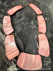 MaxSold Auction: Vintage OLD Statement Pink Mother-of-Pearl Bib Choker Necklace, Gold-Tone Brass FInish - Pickering (Ontario, Canada) PARTNER MANAGED Estate Sale Online Auction - Granite Court