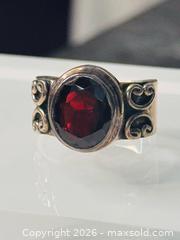 MaxSold Auction: Vintage Sterling Silver 925 Fancy Scrollwork Garnet Ring Bohemian Style SZ 8 - Pickering (Ontario, Canada) PARTNER MANAGED Estate Sale Online Auction - Granite Court