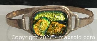 MaxSold Auction: Vintage Sterling Silver 925 Hinged Cuff with Green Dichroic Glass - Pickering (Ontario, Canada) PARTNER MANAGED Estate Sale Online Auction - Granite Court