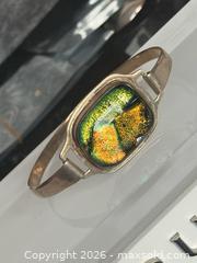 MaxSold Auction: Vintage Sterling Silver 925 Hinged Cuff with Green Dichroic Glass - Pickering (Ontario, Canada) PARTNER MANAGED Estate Sale Online Auction - Granite Court