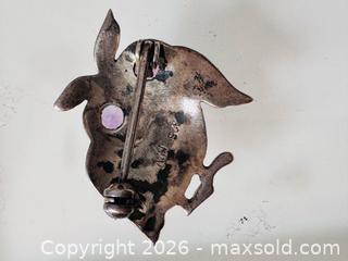 MaxSold Auction: Vintage Sterling Silver 925 Owl Brooch with Purple Rhinestones Marcasite - Pickering (Ontario, Canada) PARTNER MANAGED Estate Sale Online Auction - Granite Court