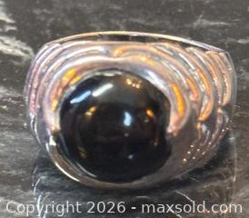 MaxSold Auction: Vintage Sterling Silver 925 Ring with Black Onyx Cabochon, Size 9 Mens Womens - Pickering (Ontario, Canada) PARTNER MANAGED Estate Sale Online Auction - Granite Court