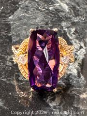MaxSold Auction: Vintage Style Modern Fancy Amethyst Ring, Yellow Gold-Plated Sterling Silver 925 - Pickering (Ontario, Canada) PARTNER MANAGED Estate Sale Online Auction - Granite Court