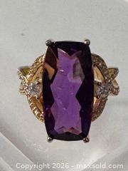 MaxSold Auction: Vintage Style Modern Fancy Amethyst Ring, Yellow Gold-Plated Sterling Silver 925 - Pickering (Ontario, Canada) PARTNER MANAGED Estate Sale Online Auction - Granite Court