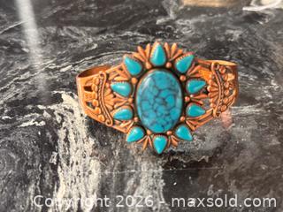 MaxSold Auction: Vintage Unisex Southwestern Copper Turquoise Cuff Bracelet - Bell Trading Post - Pickering (Ontario, Canada) PARTNER MANAGED Estate Sale Online Auction - Granite Court