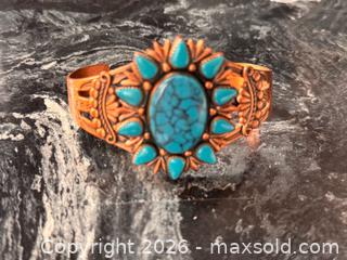 MaxSold Auction: Vintage Unisex Southwestern Copper Turquoise Cuff Bracelet - Bell Trading Post - Pickering (Ontario, Canada) PARTNER MANAGED Estate Sale Online Auction - Granite Court