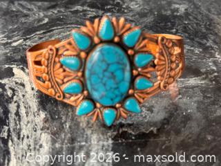 MaxSold Auction: Vintage Unisex Southwestern Copper Turquoise Cuff Bracelet - Bell Trading Post - Pickering (Ontario, Canada) PARTNER MANAGED Estate Sale Online Auction - Granite Court