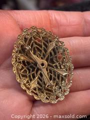 MaxSold Auction: Vintage Victorian Revival Gold Finish  Brooch with Orange Cabochon - Pickering (Ontario, Canada) PARTNER MANAGED Estate Sale Online Auction - Granite Court