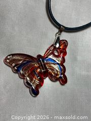 MaxSold Auction: 18kt GP Murano Glass Butterfly Necklace  - Blandford-Blenheim (Ontario, Canada) SELLER MANAGED Downsizing Online Auction -  Harmer Crescent