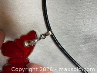 MaxSold Auction: 18kt GP Murano Glass Butterfly Necklace  - Blandford-Blenheim (Ontario, Canada) SELLER MANAGED Downsizing Online Auction -  Harmer Crescent