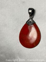 MaxSold Auction: Sterling Silver & Sponge Coral Pendant  - Blandford-Blenheim (Ontario, Canada) SELLER MANAGED Downsizing Online Auction -  Harmer Crescent
