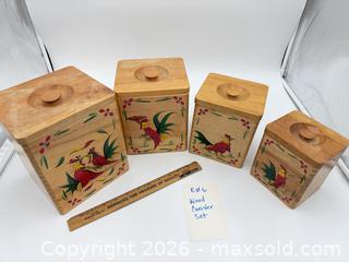 MaxSold Auction: Vintage Wood Canister Set - Bremerton (Washington, USA) SELLER MANAGED Estate Sale Online Auction - Burwell Street