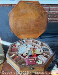 MaxSold Auction: Victorian Tilt-Top Pedestal Sewing Table and Needlepoint Footstool - Victoria (British Columbia, Canada) PARTNER MANAGED Moving Online Auction - View Royal Avenue