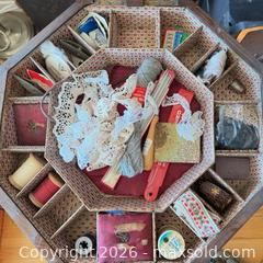 MaxSold Auction: Victorian Tilt-Top Pedestal Sewing Table and Needlepoint Footstool - Victoria (British Columbia, Canada) PARTNER MANAGED Moving Online Auction - View Royal Avenue