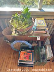 MaxSold Auction: Vintage Mid-Century Wooden Side Table with Accessories - Victoria (British Columbia, Canada) PARTNER MANAGED Moving Online Auction - View Royal Avenue