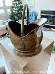 MaxSold Auction: Aged Brass Hammered Coal Scuttle / Fireplace Log Bucket A - Ottawa (Ontario, Canada) PARTNER MANAGED Downsizing Online Auction - Carling Avenue (CONDO)