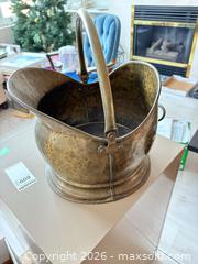 MaxSold Auction: Aged Brass Hammered Coal Scuttle / Fireplace Log Bucket A - Ottawa (Ontario, Canada) PARTNER MANAGED Downsizing Online Auction - Carling Avenue (CONDO)