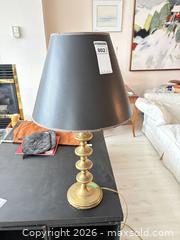 MaxSold Auction: Brass Candlestick Style Table Lamp with Black Conical Shade A - Ottawa (Ontario, Canada) PARTNER MANAGED Downsizing Online Auction - Carling Avenue (CONDO)