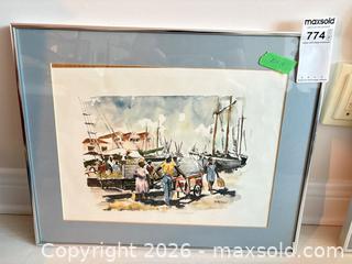 MaxSold Auction: F. Wilkinson Framed Matted Watercolor Harbor Scene, A - Ottawa (Ontario, Canada) PARTNER MANAGED Downsizing Online Auction - Carling Avenue (CONDO)