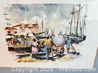 MaxSold Auction: F. Wilkinson Framed Matted Watercolor Harbor Scene, A - Ottawa (Ontario, Canada) PARTNER MANAGED Downsizing Online Auction - Carling Avenue (CONDO)