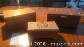 MaxSold Auction: Lot of 3 Wooden Jewelry / Trinket Boxes A - Ottawa (Ontario, Canada) PARTNER MANAGED Downsizing Online Auction - Carling Avenue (CONDO)