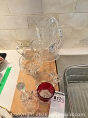 MaxSold Auction: Mixed Lot Cut/Pressed Glassware Pitcher Bowls Cream & Sugar Ruby Cup Bell B - Ottawa (Ontario, Canada) PARTNER MANAGED Downsizing Online Auction - Carling Avenue (CONDO)