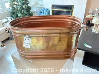 MaxSold Auction: Oval Copper Planter Jardiniere with Ceramic Spindle Handles A - Ottawa (Ontario, Canada) PARTNER MANAGED Downsizing Online Auction - Carling Avenue (CONDO)