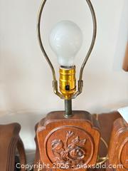MaxSold Auction: Pair of Carved Wood Table Lamps with Metal Hardware A - Ottawa (Ontario, Canada) PARTNER MANAGED Downsizing Online Auction - Carling Avenue (CONDO)