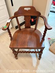 MaxSold Auction: Solid Wood Captain's Armchair with Carved Back & Barley-Twist Legs A - Ottawa (Ontario, Canada) PARTNER MANAGED Downsizing Online Auction - Carling Avenue (CONDO)