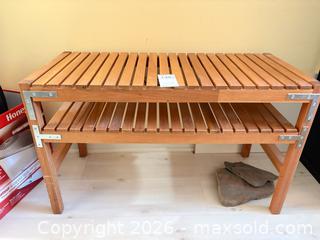 MaxSold Auction: Two-Tier Slatted Bench / Shelving Unit, A - Ottawa (Ontario, Canada) PARTNER MANAGED Downsizing Online Auction - Carling Avenue (CONDO)