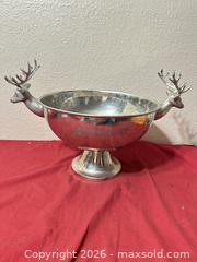 MaxSold Auction: Jagermeister Stag Head Bowl Silver Mirror Serving Punch Dish Large Party Decor - Glendale (Arizona, USA) SELLER MANAGED Reseller Online Auction - Bell Road (CONDO)