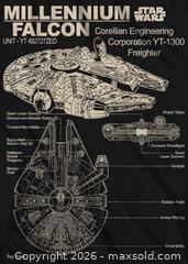 MaxSold Auction: New STAR WARS 3XL Navy Men's Millennium Falcon Detailed Drawing T-Shirt  - Glendale (Arizona, USA) SELLER MANAGED Reseller Online Auction - Bell Road (CONDO)