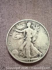 MaxSold Auction: 1937 P Walking Liberty Half Dollar 90% silver  - Toronto (Ontario, Canada) SELLER MANAGED Downsizing Online Auction - Applefield Drive