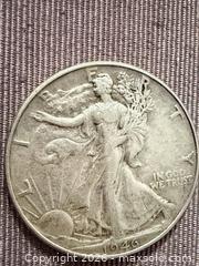 MaxSold Auction: 1946 P Walking Liberty Half Dollar 90% silver  - Toronto (Ontario, Canada) SELLER MANAGED Downsizing Online Auction - Applefield Drive