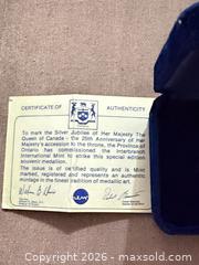 MaxSold Auction: 1977 QUEEN ELIZABETH II SILVER JUBILEE 1 TROY OZ. FINE SILVER PROVINCE OF ONTARIO - Toronto (Ontario, Canada) SELLER MANAGED Downsizing Online Auction - Applefield Drive