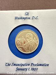 MaxSold Auction: 1 Troy Oz Emancipation Proclamation DC Vintage Proof Sterling Silver Round Medal - Toronto (Ontario, Canada) SELLER MANAGED Downsizing Online Auction - Applefield Drive