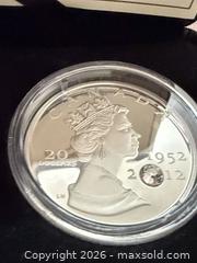 MaxSold Auction: 2012 $20 Fine Silver coin The Queen Diamond Jubilee With Crystal With Box + COA - Toronto (Ontario, Canada) SELLER MANAGED Downsizing Online Auction - Applefield Drive
