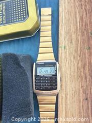 MaxSold Auction: 2 Casio CA-506 Water Resist Alarm Chronograph Calculator Watch GOLD Tone digital  - Toronto (Ontario, Canada) SELLER MANAGED Downsizing Online Auction - Applefield Drive